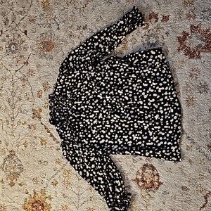 NWT  Black Gold and White Ruffle Neck Top